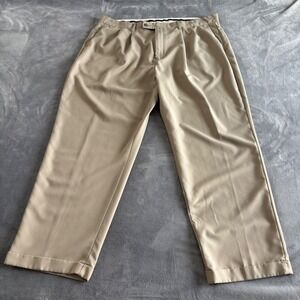 Alan Flusser Mens Tan Pleated Dress Pants Trousers Career Business Casual 42x30‎